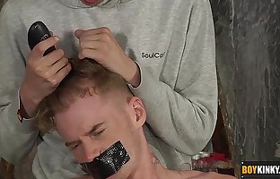 Sebastian is about to get his head shaved and face fucked
